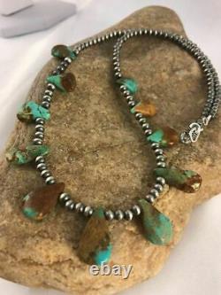 Native American Navajo Pearls St Silver Royston Turquoise Necklace Gift C A420