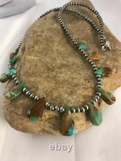 Native American Navajo Pearls St Silver Royston Turquoise Necklace Gift C A420