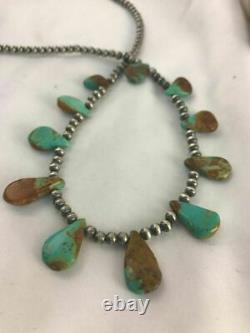 Native American Navajo Pearls St Silver Royston Turquoise Necklace Gift C A420