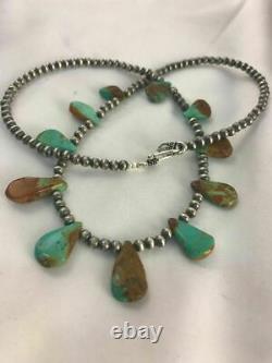 Native American Navajo Pearls St Silver Royston Turquoise Necklace Gift C A420