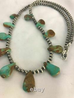 Native American Navajo Pearls St Silver Royston Turquoise Necklace Gift C A420