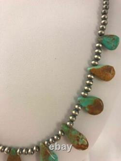Native American Navajo Pearls St Silver Royston Turquoise Necklace Gift C A420