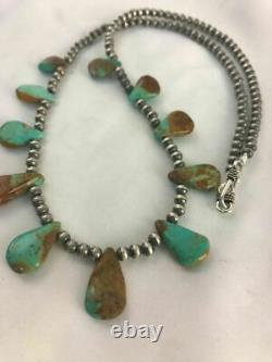 Native American Navajo Pearls St Silver Royston Turquoise Necklace Gift C A420