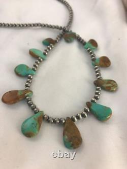 Native American Navajo Pearls St Silver Royston Turquoise Necklace Gift S377