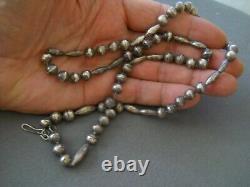 Native American Navajo Pearls Sterling Silver Round & Melon Chain Bead Necklace