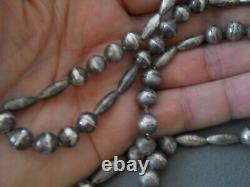 Native American Navajo Pearls Sterling Silver Round & Melon Chain Bead Necklace