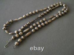 Native American Navajo Pearls Sterling Silver Round & Melon Chain Bead Necklace