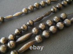 Native American Navajo Pearls Sterling Silver Round & Melon Chain Bead Necklace