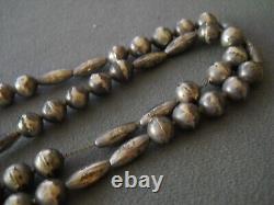 Native American Navajo Pearls Sterling Silver Round & Melon Chain Bead Necklace