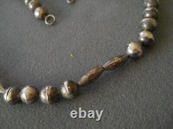 Native American Navajo Pearls Sterling Silver Round & Melon Chain Bead Necklace