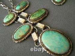 Native American Navajo Royston Turquoise Sterling Silver Bead Necklace/ Earrings