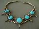 Native American Navajo Southwestern Turquoise Sterling Silver Bead Necklace 93g