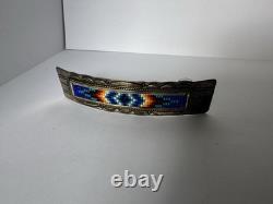 Native American Navajo Sterling Silver Beaded Hair Clip