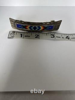 Native American Navajo Sterling Silver Beaded Hair Clip