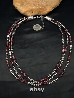 Native American Navajo Sterling Silver Purple Spiny Oyster Necklace 22 Set 2928