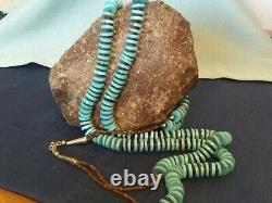 Native American-Navajo necklace. Double strand of Turquoise discs with heishe