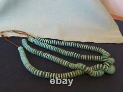 Native American-Navajo necklace. Double strand of Turquoise discs with heishe