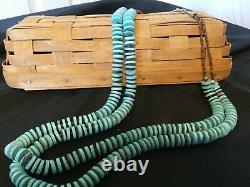 Native American-Navajo necklace. Double strand of Turquoise discs with heishe