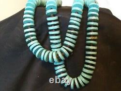 Native American-Navajo necklace. Double strand of Turquoise discs with heishe