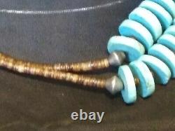 Native American-Navajo necklace. Double strand of Turquoise discs with heishe