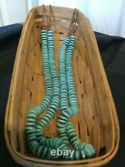 Native American-Navajo necklace. Double strand of Turquoise discs with heishe