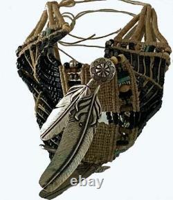 Native American Necklace, Choker, Buffalo Horn Beads, Silver Pendants, Arizona