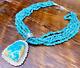 Native American Necklace Turquoise Beaded Sterling Silver Pendant Layered