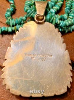 Native American Necklace Turquoise Beaded Sterling Silver Pendant Layered