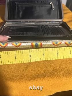 Native American Ojibwe Floral Beaded Clutch purse Wallet Gala Contemporary Art