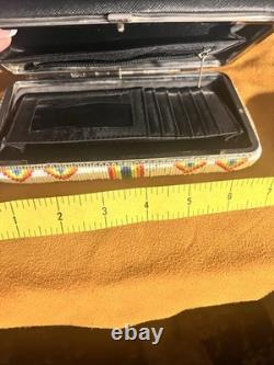 Native American Ojibwe Floral Beaded Clutch purse Wallet Gala Contemporary Art