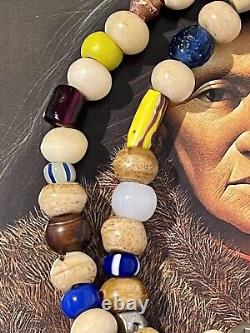 Native American Old Trade Necklace, Buffalo Horn, BBone, Anagaliska
