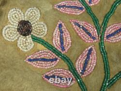 Native American Plains Indian Medicine Bag Leather Fringe Beaded on Both Sides