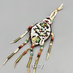 Native American Plains Indian Trade Bead Leather Umbilical Lizard Fetish Amulet
