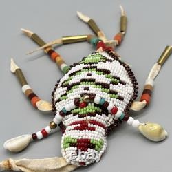 Native American Plains Indian Trade Bead Leather Umbilical Lizard Fetish Amulet