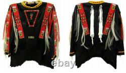 Native American Powwow War Shirt Beaded Detail Indigenous Beadwork Tribal SXS196