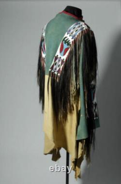 Native American Powwow War Shirt Beaded Detail Indigenous Tribal Beadwork PNA48