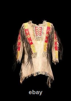 Native American Powwow War Shirt Beaded Detail Indigenous Tribal Beadwork WS140