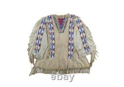 Native American Powwow War Shirt Beaded Detail Traditional Tribal Beadwork WS817