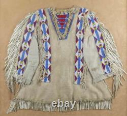 Native American Powwow War Shirt Beaded Detail Traditional Tribal Beadwork WS817
