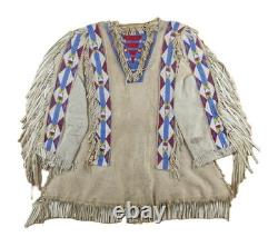Native American Powwow War Shirt Beaded Detail Traditional Tribal Beadwork WS817