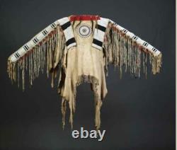Native American Powwow War Shirt Fringe Beaded Detail Indigenous Handmade NA169