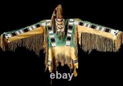 Native American Powwow War Shirt Fringe Beaded Indigenous Tribal Beadwork NL136