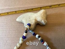 Native American Quartz Bear effigy withtrade bead necklace rare