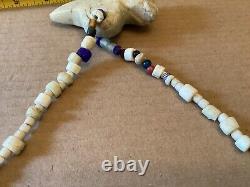 Native American Quartz Bear effigy withtrade bead necklace rare