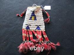 Native American Quilled Leather Bag, 2-sided Beaded & Quilled, Sd-082307853