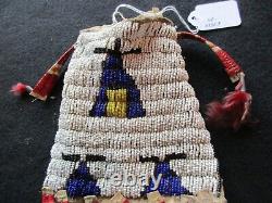 Native American Quilled Leather Bag, 2-sided Beaded & Quilled, Sd-082307853