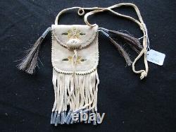Native American Quilled Leather Medicine Bag, Beaded Tobacco Pouch Sd-102206166