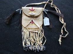 Native American Quilled Leather Medicine Bag, Beaded Tobacco Pouch Sd-102206168