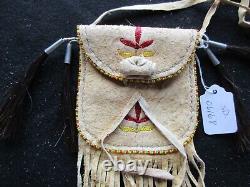 Native American Quilled Leather Medicine Bag, Beaded Tobacco Pouch Sd-102206168