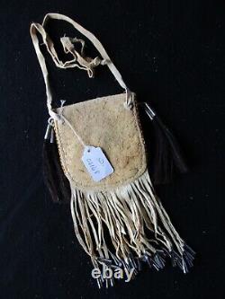 Native American Quilled Leather Medicine Bag, Beaded Tobacco Pouch Sd-102206168